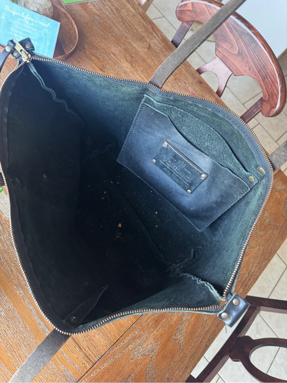 Portland Leather Black Zip-Top Tote - Picture 3 of 4